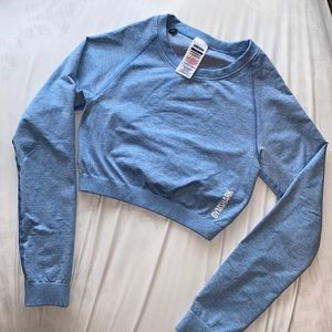GYMSHARK Light Blue Long Sleeve Crop Top